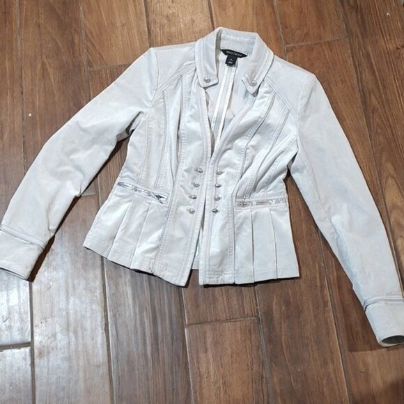 White House Black Market 4 grey silver velvet jacket - Picture 2 of 6